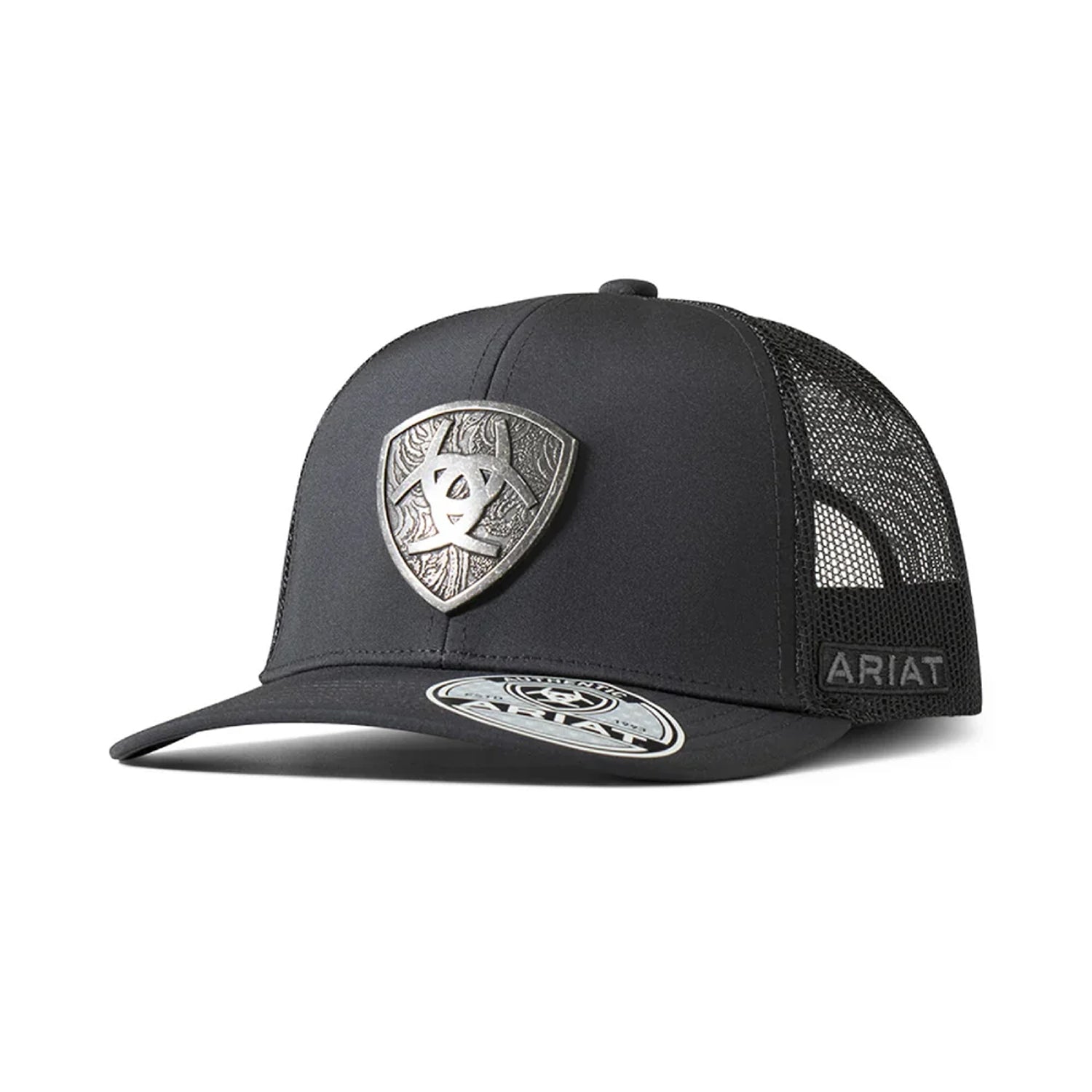 Ariat Engraved Metal Shield Mesh Snap Curved
