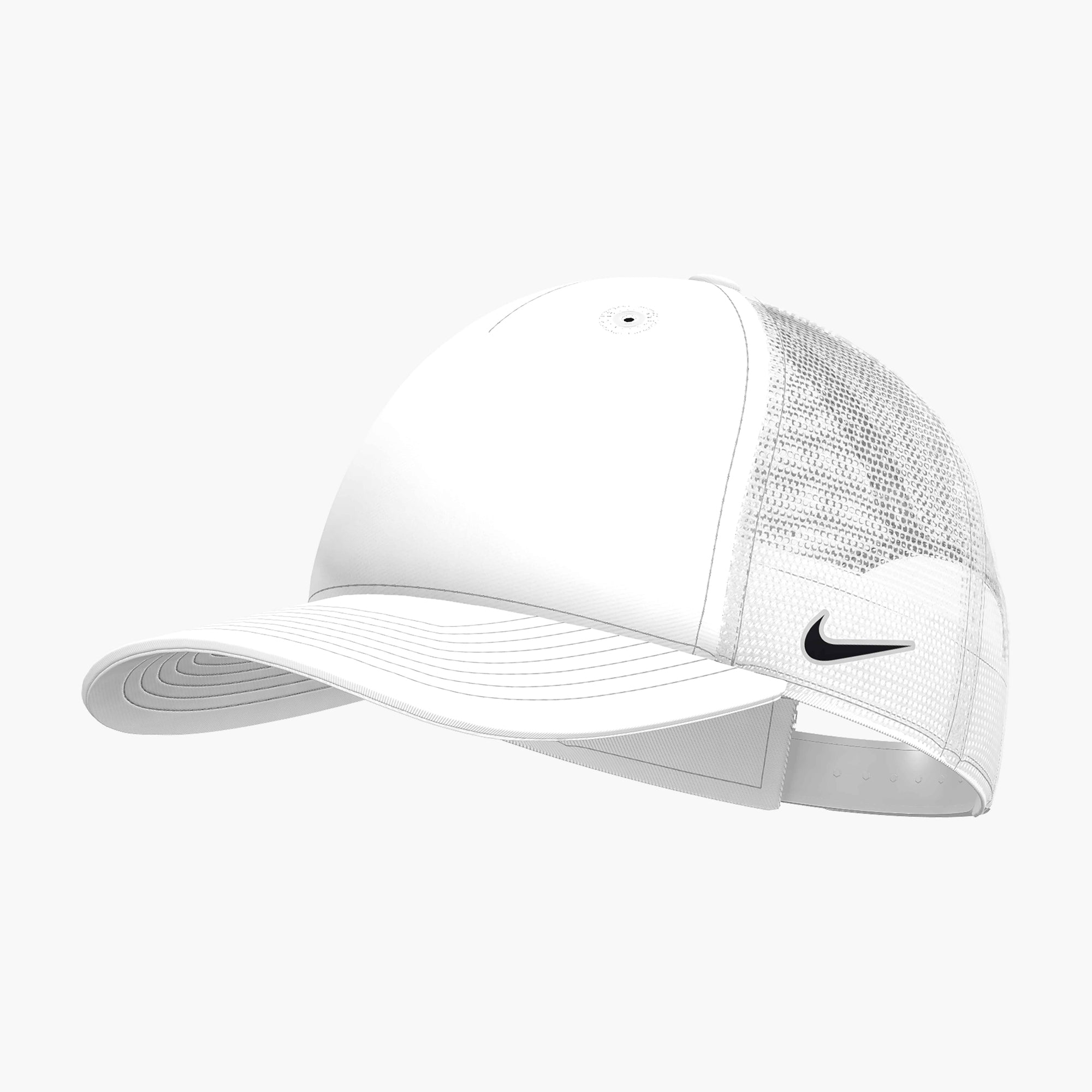 Nike Snapback Mesh Trucker Cap in White/White/Black